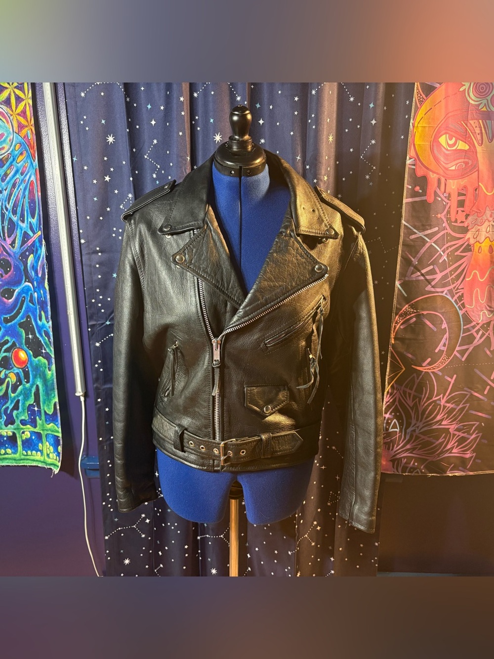 Vintage 90s Highway One Leather Motorcycle Jacket